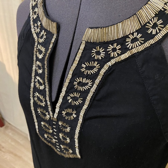 Banana Republic Black Sleeveless Dress with Gold Beads Size XS - Picture 3 of 9